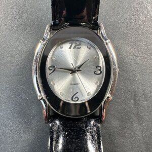 AVON WATCH SPECTACULAR SHINE BLACK SILVER TONE